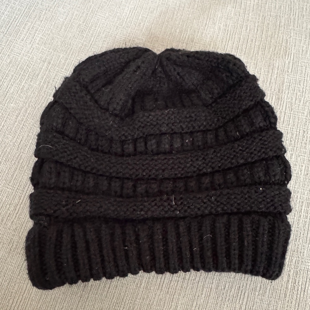 C.C Black Beanie Knit Hat - Picture 3 of 4